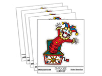 Water Bottle Sticker Set Jack-In-The-Box Circus Clown Toy Cute Waterproof Vinyl Stickers Pack Decal, Skateboard, Laptop, Car, Window, Bumper - 5 Pack