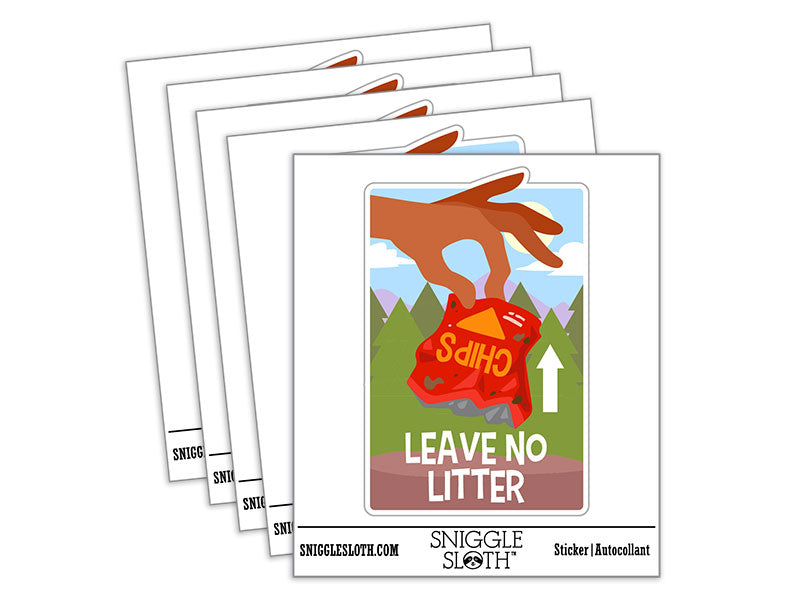 Water Bottle Sticker Set Leave No Litter Cleaning Parks Hiking Nature Cute Waterproof Vinyl Stickers Pack Decal, Skateboard, Laptop, Car, Window, Bumper - 5 Pack