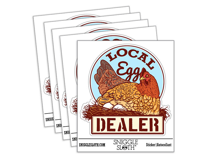 Water Bottle Sticker Set Local Egg Dealer Chicken Hen Nest Cute Waterproof Vinyl Stickers Pack Decal, Skateboard, Laptop, Car, Window, Bumper - 5 Pack