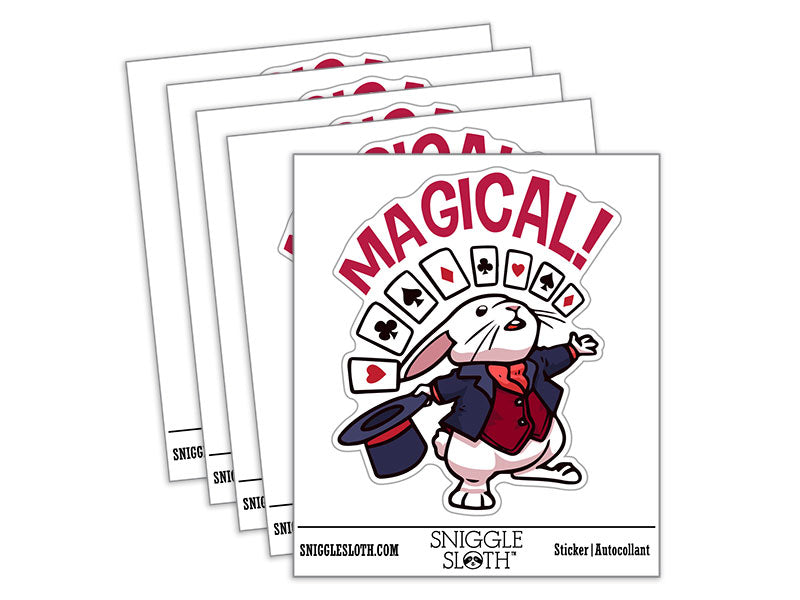 Water Bottle Sticker Set Magical Magician Bunny Rabbit Cards Cute Waterproof Vinyl Stickers Pack Decal, Skateboard, Laptop, Car, Window, Bumper - 5 Pack