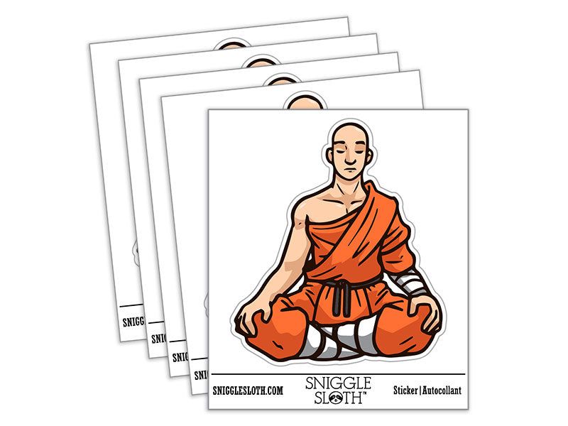 Water Bottle Sticker Set Meditating Shao Lin Monk Robes Man Cute Waterproof Vinyl Stickers Pack Decal, Skateboard, Laptop, Car, Window, Bumper - 5 Pack