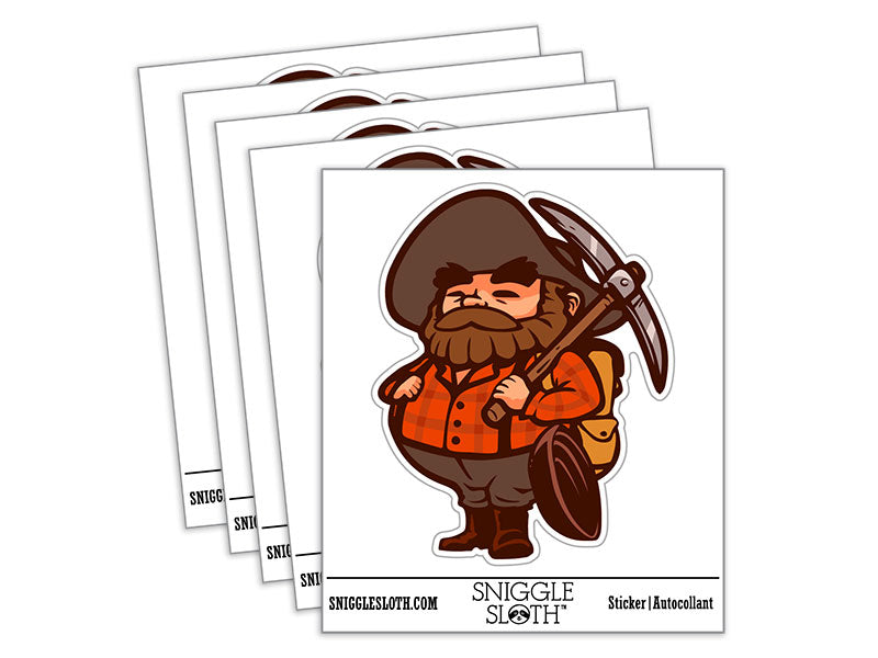 Water Bottle Sticker Set Miner Prospector 49er Gold Pan Backpack Cute Waterproof Vinyl Stickers Pack Decal, Skateboard, Laptop, Car, Window, Bumper - 5 Pack