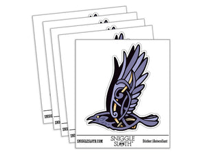 Water Bottle Sticker Set Norse Viking Rune Raven Crow Flying Bird Cute Waterproof Vinyl Stickers Pack Decal, Skateboard, Laptop, Car, Window, Bumper - 5 Pack