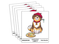Water Bottle Sticker Set Painter Dog Artist Paintbrush Palette Cute Waterproof Vinyl Stickers Pack Decal, Skateboard, Laptop, Car, Window, Bumper - 5 Pack