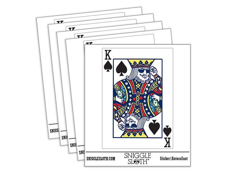 Water Bottle Sticker Set Playing Card King Of Spades Sunglasses Money Cute Waterproof Vinyl Stickers Pack Decal, Skateboard, Laptop, Car, Window, Bumper - 5 Pack