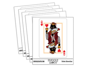 Water Bottle Sticker Set Queen of Hearts Cat Cute Playing Card Poker Cute Waterproof Vinyl Stickers Pack Decal, Skateboard, Laptop, Car, Window, Bumper - 5 Pack