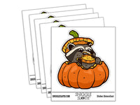 Water Bottle Sticker Set Raccoon Eating Pumpkin Fall Harvest Season Cute Waterproof Vinyl Stickers Pack Decal, Skateboard, Laptop, Car, Window, Bumper - 5 Pack