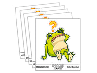 Water Bottle Sticker Set Silly Confused Frog Question Mark Cute Waterproof Vinyl Stickers Pack Decal, Skateboard, Laptop, Car, Window, Bumper - 5 Pack