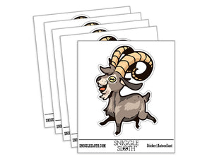 Water Bottle Sticker Set Silly Happy Goat with Big Horns Cute Waterproof Vinyl Stickers Pack Decal, Skateboard, Laptop, Car, Window, Bumper - 5 Pack