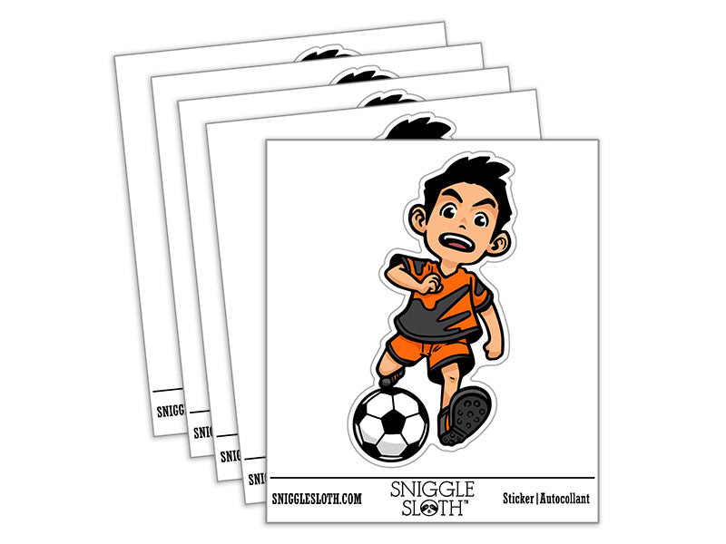 Water Bottle Sticker Set Soccer Boy Ball Sports Kid Cute Waterproof Vinyl Stickers Pack Decal, Skateboard, Laptop, Car, Window, Bumper - 5 Pack