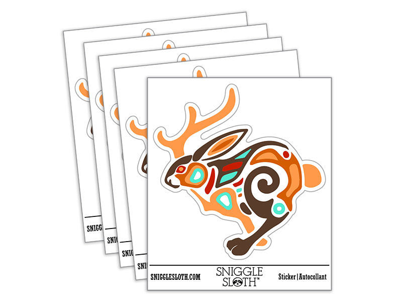 Water Bottle Sticker Set Southwestern Jackalope Tribal Native American Cute Waterproof Vinyl Stickers Pack Decal, Skateboard, Laptop, Car, Window, Bumper - 5 Pack