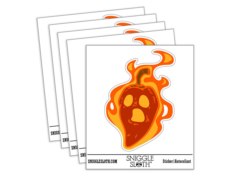 Water Bottle Sticker Set Spicy Ghost Pepper Fire Chili Cute Waterproof Vinyl Stickers Pack Decal, Skateboard, Laptop, Car, Window, Bumper - 5 Pack