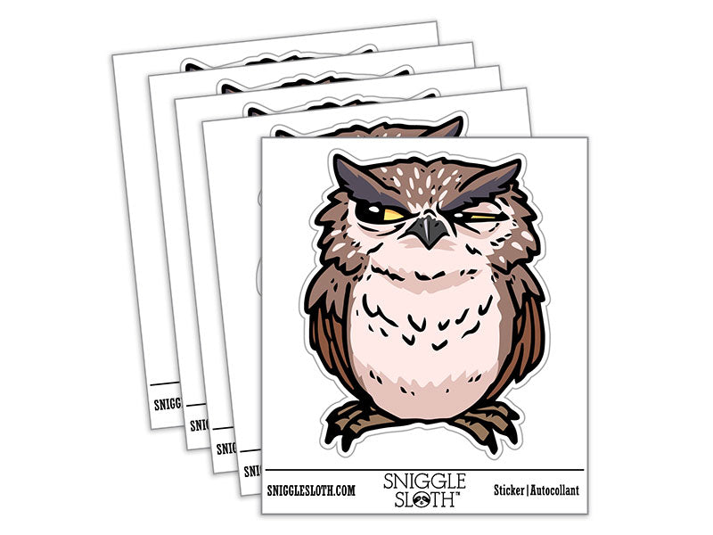 Water Bottle Sticker Set Suspicious Doubtful Owl Side Eye Bird Cute Waterproof Vinyl Stickers Pack Decal, Skateboard, Laptop, Car, Window, Bumper - 5 Pack