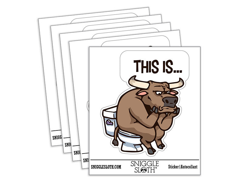 Water Bottle Sticker Set This Is Bull Crap Toilet Humor Funny Cute Waterproof Vinyl Stickers Pack Decal, Skateboard, Laptop, Car, Window, Bumper - 5 Pack