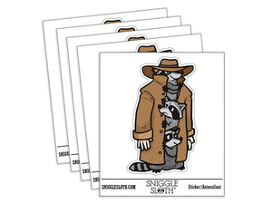 Water Bottle Sticker Set Three Raccoons In a Trench Coat Funny Cute Waterproof Vinyl Stickers Pack Decal, Skateboard, Laptop, Car, Window, Bumper - 5 Pack