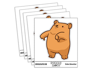 Water Bottle Sticker Set Thumbs Down Bear Cute Disagree Cute Waterproof Vinyl Stickers Pack Decal, Skateboard, Laptop, Car, Window, Bumper - 5 Pack