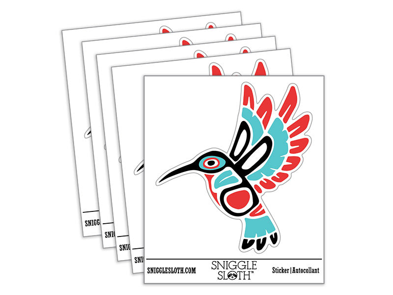 Water Bottle Sticker Set Native American Tribal Hummingbird Totem Cute Waterproof Vinyl Stickers Pack Decal, Skateboard, Laptop, Car, Window, Bumper - 5 Pack
