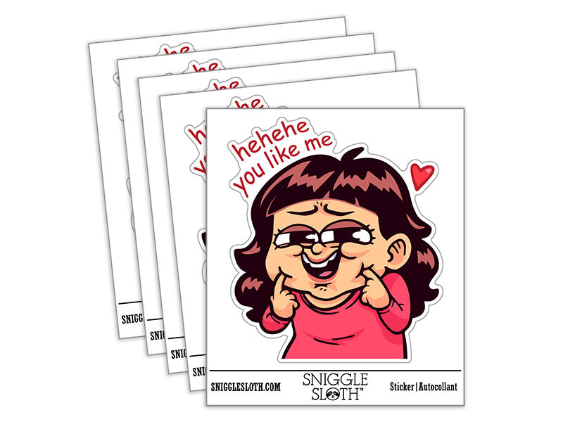 Water Bottle Sticker Set You Like Me Giggling Girl Funny Cute Couples Cute Waterproof Vinyl Stickers Pack Decal, Skateboard, Laptop, Car, Window, Bumper - 5 Pack