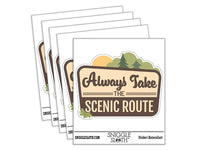 Always Take The Scenic Route Hiking Travel Forest Waterproof Vinyl Phone Tablet Laptop Water Bottle Car Window Bumper Decal Sticker Set - 5 Pack