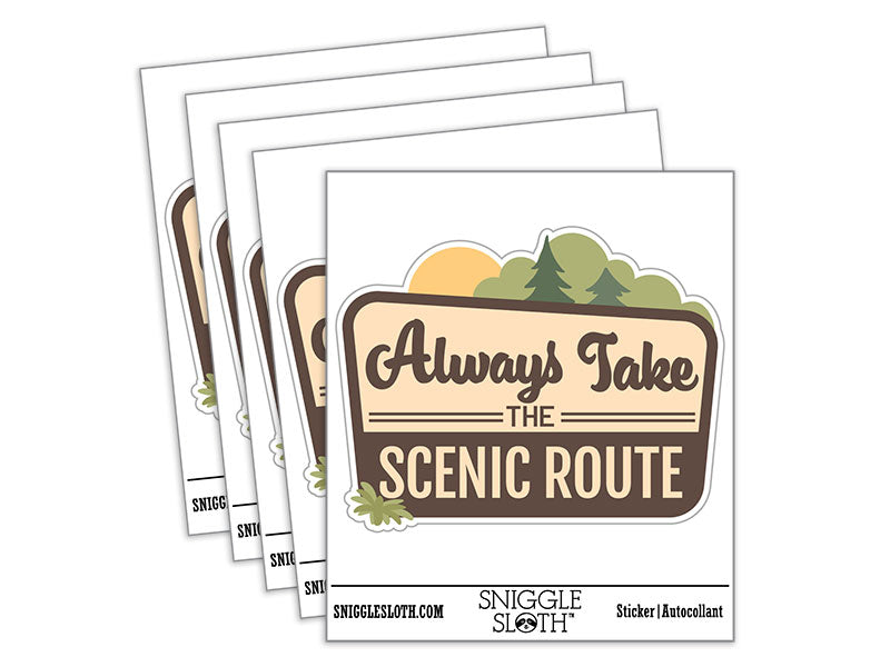 Always Take The Scenic Route Hiking Travel Forest Waterproof Vinyl Phone Tablet Laptop Water Bottle Car Window Bumper Decal Sticker Set - 5 Pack