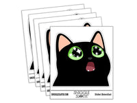 Amazed Cat with Sparkly Star Eyes Waterproof Vinyl Phone Tablet Laptop Water Bottle Car Window Bumper Decal Sticker Set - 5 Pack