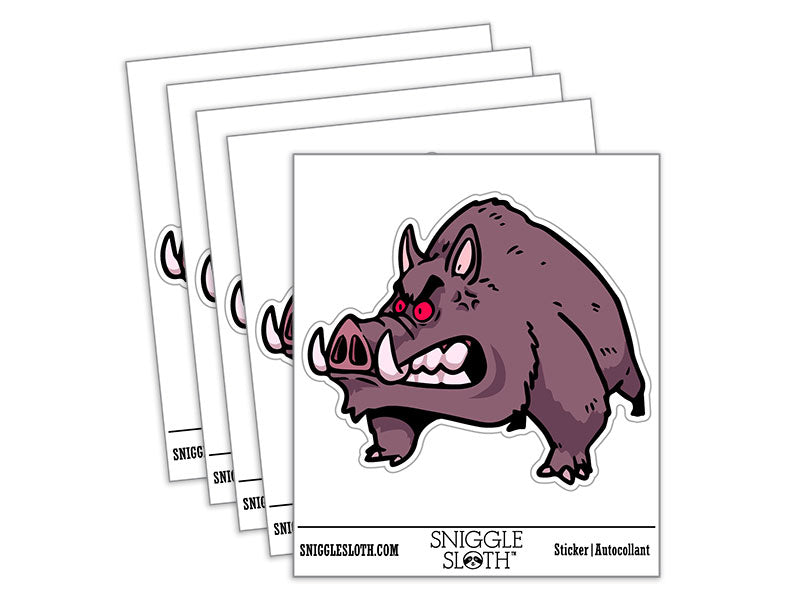Angry Raging Boar Pig Tusks Waterproof Vinyl Phone Tablet Laptop Water Bottle Car Window Bumper Decal Sticker Set - 5 Pack