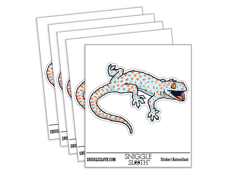 Angry Tokay Gecko Realistic Lizard Waterproof Vinyl Phone Tablet Laptop Water Bottle Car Window Bumper Decal Sticker Set - 5 Pack