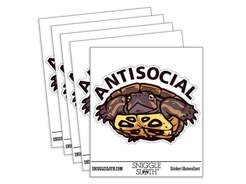 Antisocial Baby Turtle Introvert Waterproof Vinyl Phone Tablet Laptop Water Bottle Car Window Bumper Decal Sticker Set - 5 Pack