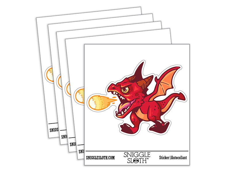 Baby Dragon Fireball Drake Whelp Fantasy Waterproof Vinyl Phone Tablet Laptop Water Bottle Car Window Bumper Decal Sticker Set - 5 Pack