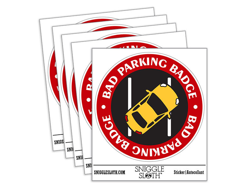 Bad Parking Badge Car Funny Waterproof Vinyl Phone Tablet Laptop Water Bottle Car Window Bumper Decal Sticker Set - 5 Pack