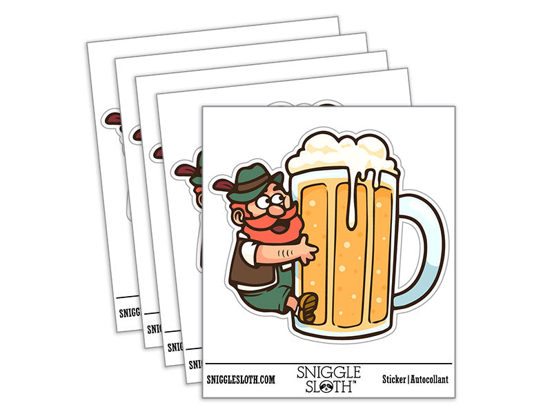 Beer Loving Little Man Octoberfest Mug Waterproof Vinyl Phone Tablet Laptop Water Bottle Car Window Bumper Decal Sticker Set - 5 Pack