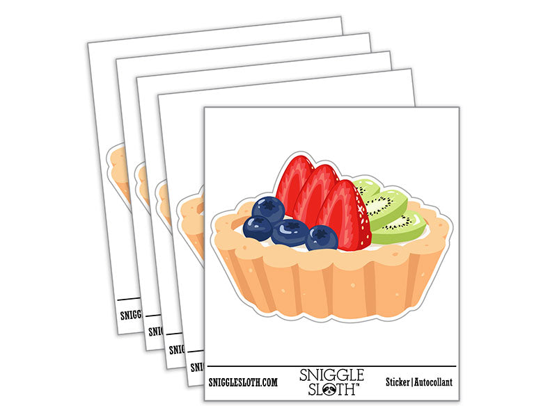 Berry Fruit Tart Dessert Strawberry Blueberry Kiwi Waterproof Vinyl Phone Tablet Laptop Water Bottle Car Window Bumper Decal Sticker Set - 5 Pack
