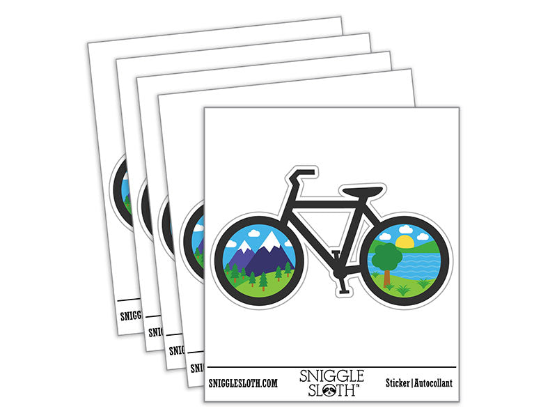 Bike Mountains Hills River Biking Cycle Waterproof Vinyl Phone Tablet Laptop Water Bottle Car Window Bumper Decal Sticker Set - 5 Pack