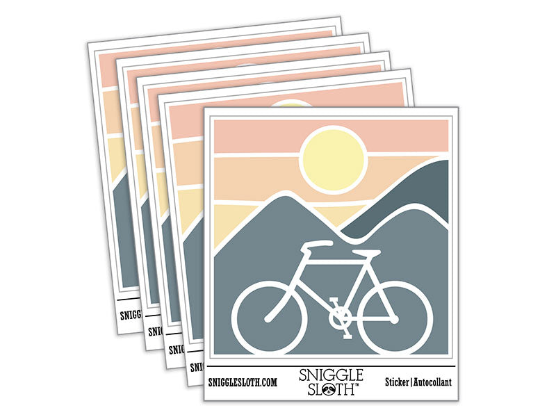Bike Mountains Sunset Mountain Biking Cycle Waterproof Vinyl Phone Tablet Laptop Water Bottle Car Window Bumper Decal Sticker Set - 5 Pack