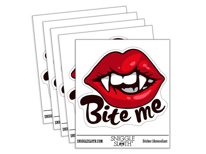 Bite Me Vampire Teeth Lips Fangs Waterproof Vinyl Phone Tablet Laptop Water Bottle Car Window Bumper Decal Sticker Set - 5 Pack