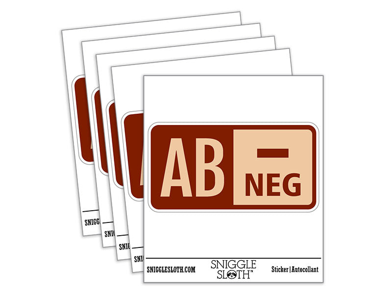 Blood Type AB Negative Medical Emergency Waterproof Vinyl Phone Tablet Laptop Water Bottle Car Window Bumper Decal Sticker Set - 5 Pack