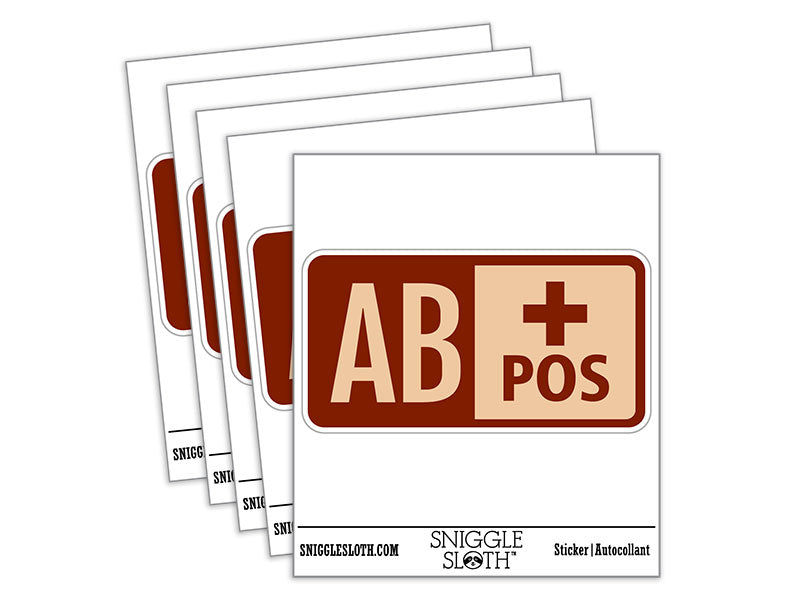 Blood Type AB Positive Medical Emergency Waterproof Vinyl Phone Tablet Laptop Water Bottle Car Window Bumper Decal Sticker Set - 5 Pack