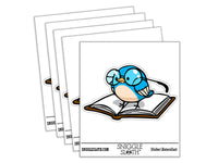 Bookish Little Bird Reading Book Waterproof Vinyl Phone Tablet Laptop Water Bottle Car Window Bumper Decal Sticker Set - 5 Pack