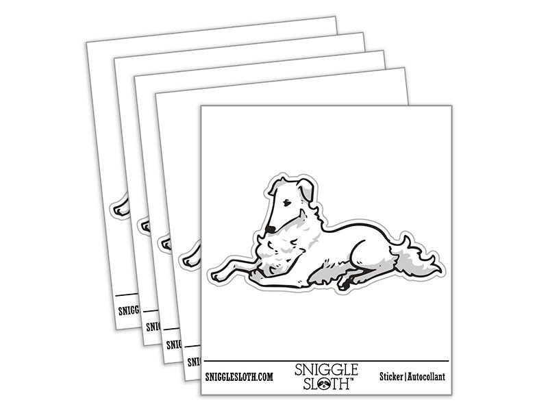 Borzoi Dog Sitting Resting Waterproof Vinyl Phone Tablet Laptop Water Bottle Car Window Bumper Decal Sticker Set - 5 Pack