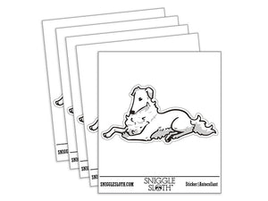 Borzoi Dog Sitting Resting Waterproof Vinyl Phone Tablet Laptop Water Bottle Car Window Bumper Decal Sticker Set - 5 Pack