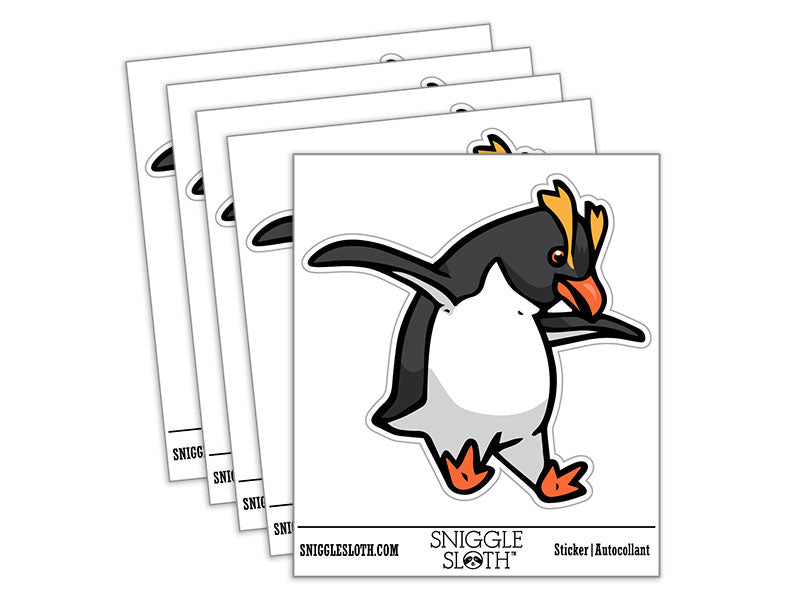 Bouncy Rockhopper Crested Penguin Bird Waterproof Vinyl Phone Tablet Laptop Water Bottle Car Window Bumper Decal Sticker Set - 5 Pack