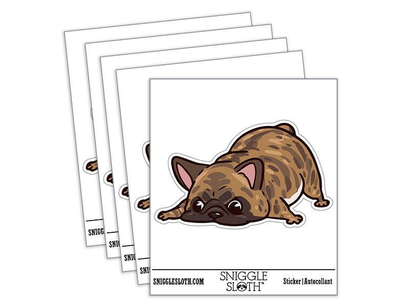 Brindle French Bulldog Sniffing Smelling Furiously Dog Waterproof Vinyl Phone Tablet Laptop Water Bottle Car Window Bumper Decal Sticker Set - 5 Pack