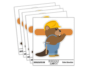 Builder Beaver Construction Worker with Beam Waterproof Vinyl Phone Tablet Laptop Water Bottle Car Window Bumper Decal Sticker Set - 5 Pack