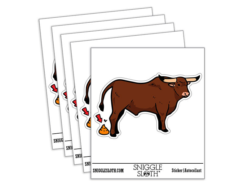 Bull Crap Cow Poop Funny Waterproof Vinyl Phone Tablet Laptop Water Bottle Car Window Bumper Decal Sticker Set - 5 Pack