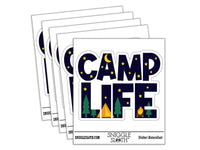 Camp Life Camping Waterproof Vinyl Phone Tablet Laptop Water Bottle Car Window Bumper Decal Sticker Set - 5 Pack