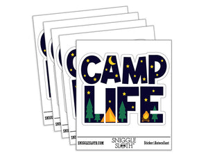 Camp Life Camping Waterproof Vinyl Phone Tablet Laptop Water Bottle Car Window Bumper Decal Sticker Set - 5 Pack