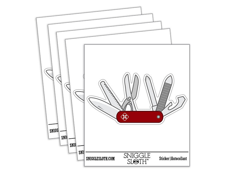 Camping Multi Tool Army Pocket Knife Waterproof Vinyl Phone Tablet Laptop Water Bottle Car Window Bumper Decal Sticker Set - 5 Pack