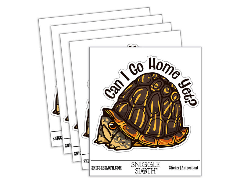 Can I Go Home Yet Introvert Western Box Turtle Cartoon Waterproof Vinyl Phone Tablet Laptop Water Bottle Car Window Bumper Decal Sticker Set - 5 Pack