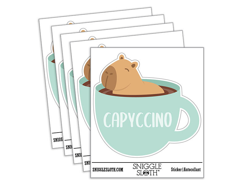 Capyccino Capybara in Cappuccino Waterproof Vinyl Phone Tablet Laptop Water Bottle Car Window Bumper Decal Sticker Set - 5 Pack