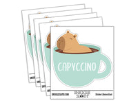 Capyccino Capybara in Cappuccino Waterproof Vinyl Phone Tablet Laptop Water Bottle Car Window Bumper Decal Sticker Set - 5 Pack